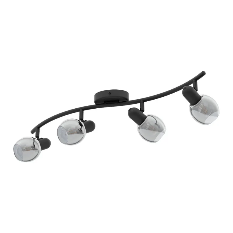Plafoniera Eglo Pollica 98626, E14 4X28W, Sticla Aburita, Negru