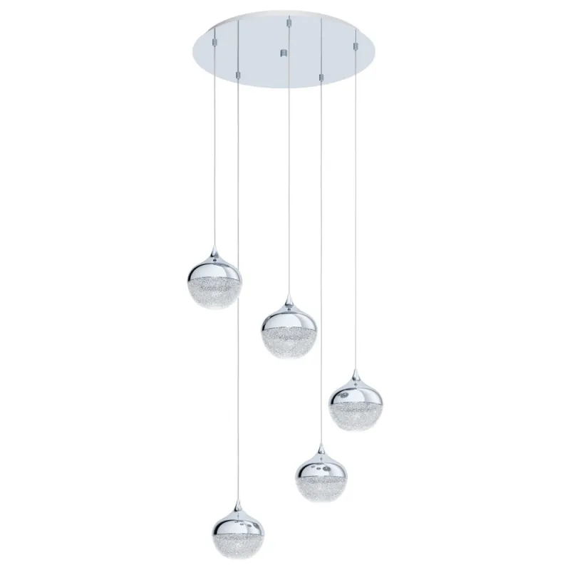 Suspensie Eglo Mioglia 1 98629, E14 5X25W Ø540Mm, Otel, Alb Granulat, Transparent
