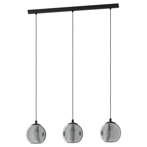 Suspensie Eglo Ariscani 98652, E27 3X40W, Sticla Aburita, Negru