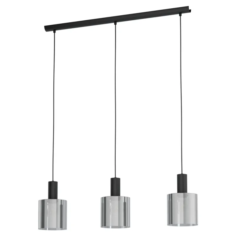 Suspensie Eglo Gorosiba 98753, E27 3X40W, Sticla Aburita, Negru