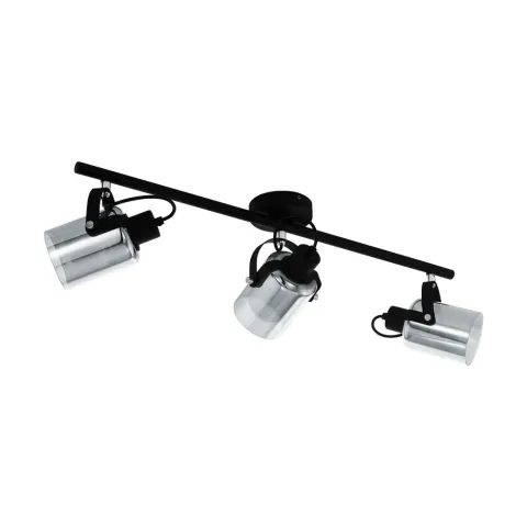 Plafoniera Eglo Berregas 99054, E27 3X40W, Sticla Aburita, Negru, Crom