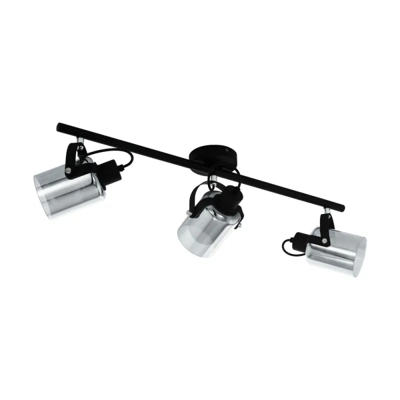 Plafoniera Eglo Berregas 99054, E27 3X40W, Sticla Aburita, Negru, Crom