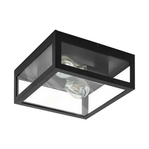 Plafoniera Baie Eglo Amezola 99122, E27 2X40W Ip44, Sticla, Negru