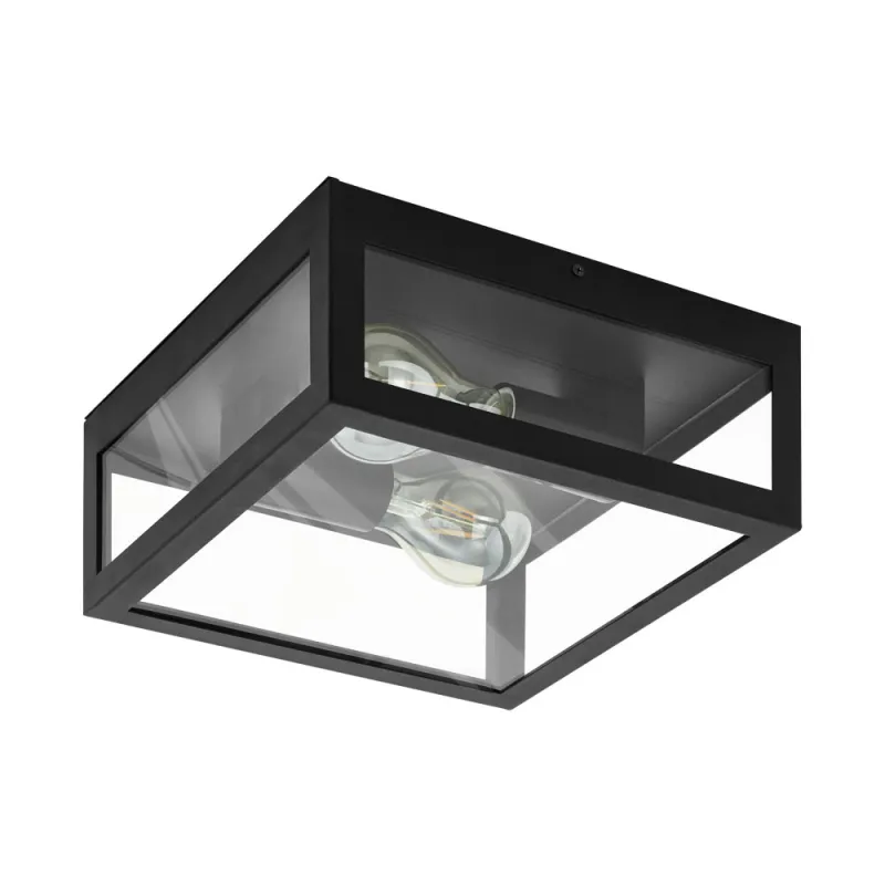 Plafoniera Baie Eglo Amezola 99122, E27 2X40W Ip44, Sticla, Negru
