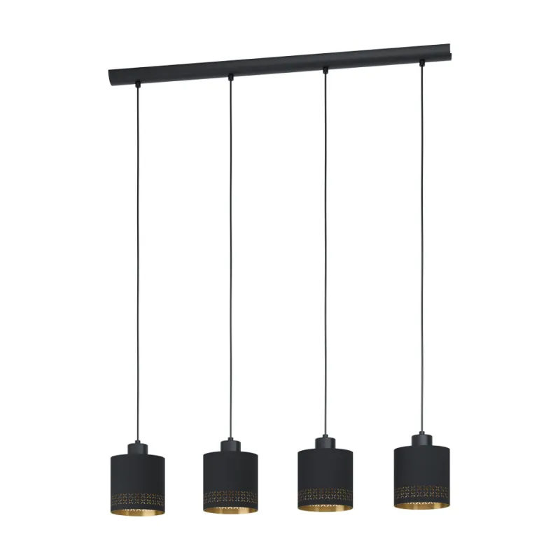 Suspensie Eglo Esteperra 99275, E27 4X28W, Textil, Auriu, Negru