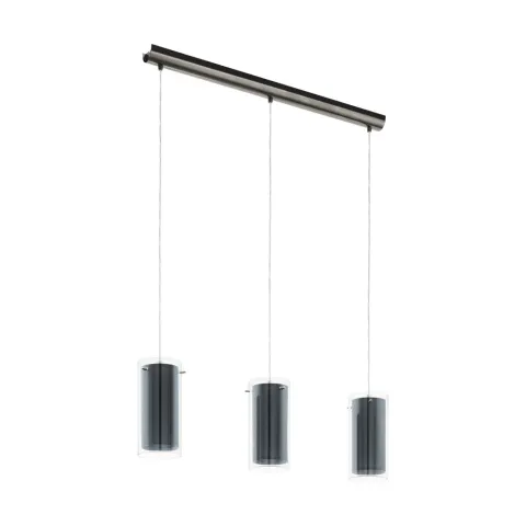 Suspensie Textila Eglo Pinto Textil 99286, E27 3X16W, Textil, Gri, Transparent