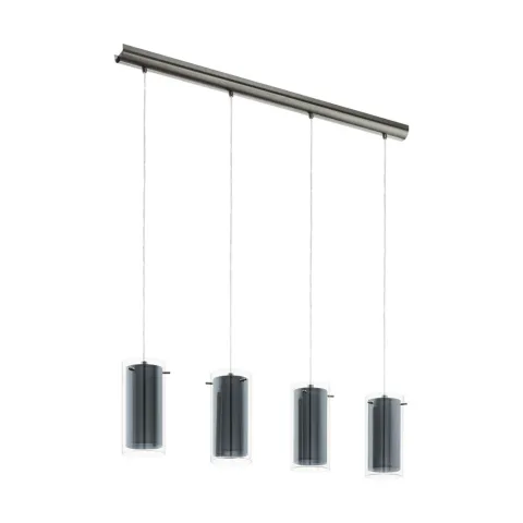 Suspensie Textila Eglo Pinto Textil 99287, E27 4X16W, Textil, Gri, Transparent