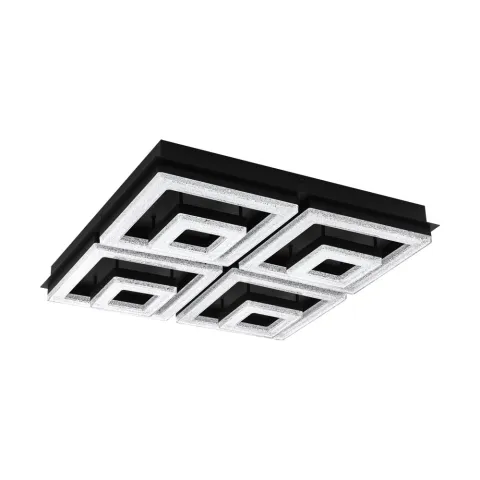 Plafoniera Eglo Fradelo 1 99328, Led 48W 5000Lm 3000K, Cristal, Negru, Transparent