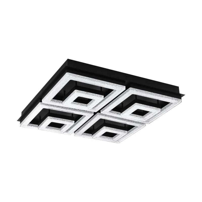 Plafoniera Eglo Fradelo 1 99328, Led 48W 5000Lm 3000K, Cristal, Negru, Transparent