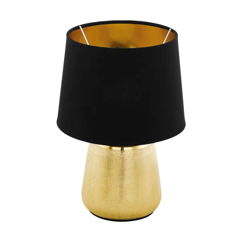 Veioza Eglo Manalba 1 99331, E14 1X40W Ø200Mm, Ceramica,Textil, Negru, Auriu