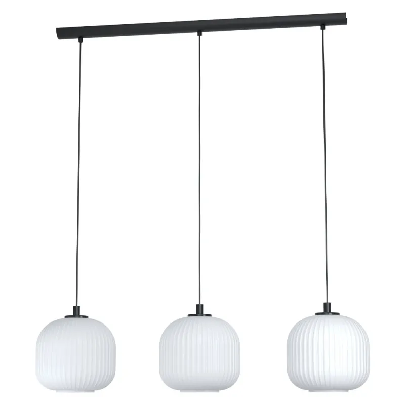 Suspensie Eglo Mantunalle 99367, E27 3X40W, Sticla, Negru