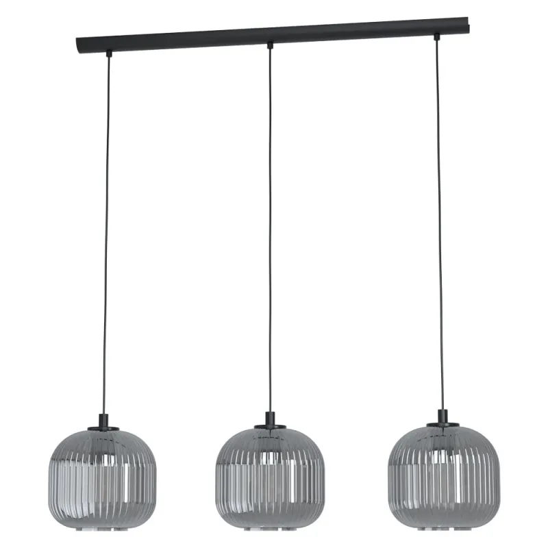 Suspensie Eglo Mantunalle 1 99372, E27 3X40W, Sticla Aburita, Negru