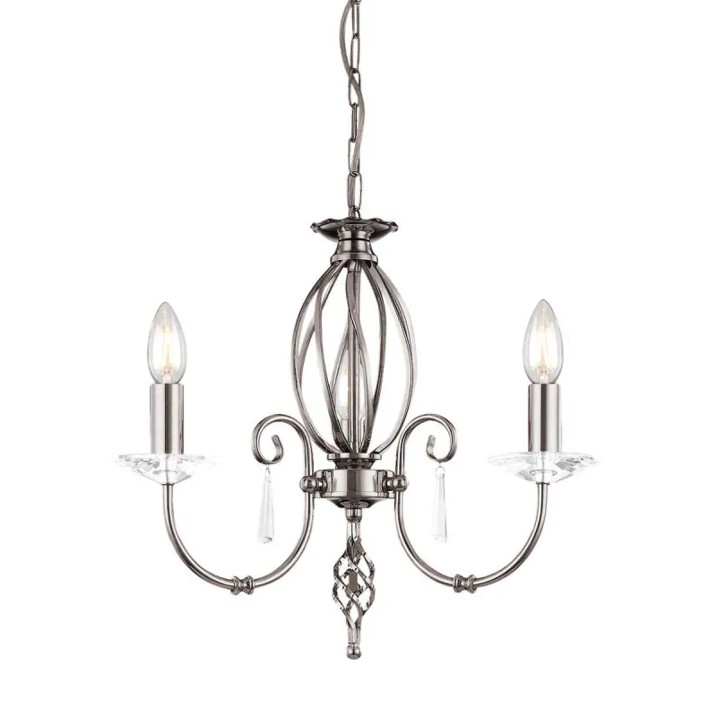 Candelabru Aegean de la Elstead E14, Nichel, Ag3-Pol-Nickel, UK