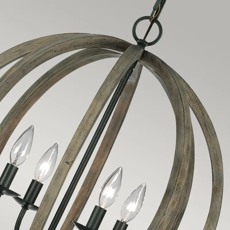 Pendul Allier Feiss de la Elstead E14, Stejar, Fe-Allier-4P-Ww, UK