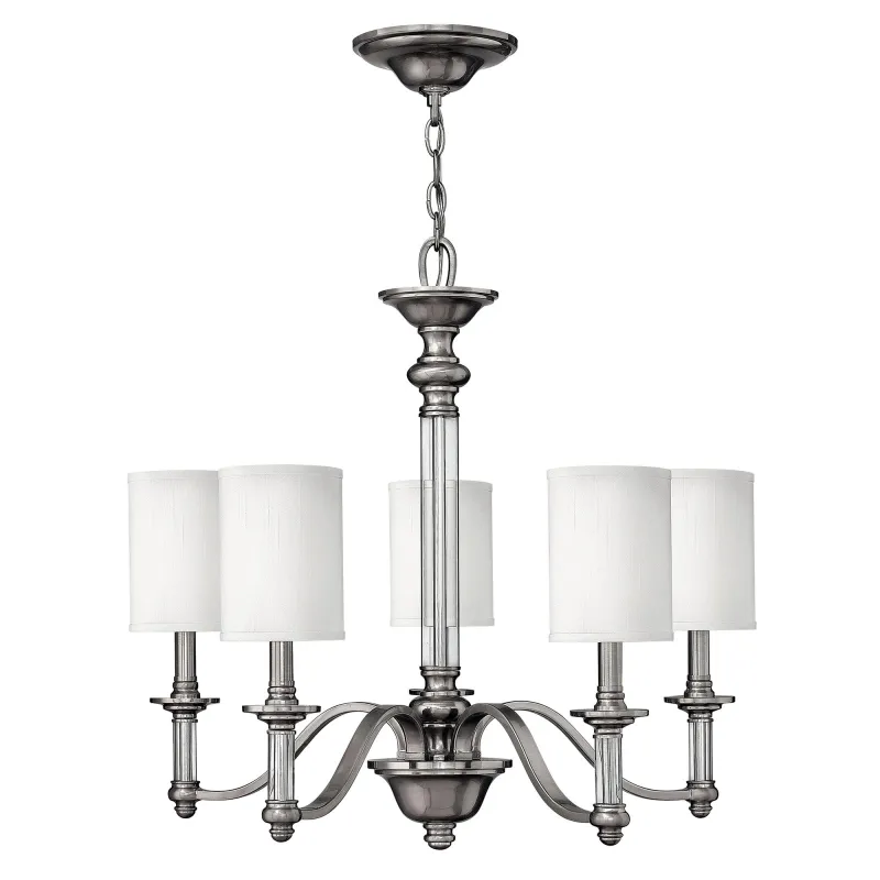 Candelabru Sussex Hinkley de la Elstead E14, Nichel, Hk-Sussex5, UK