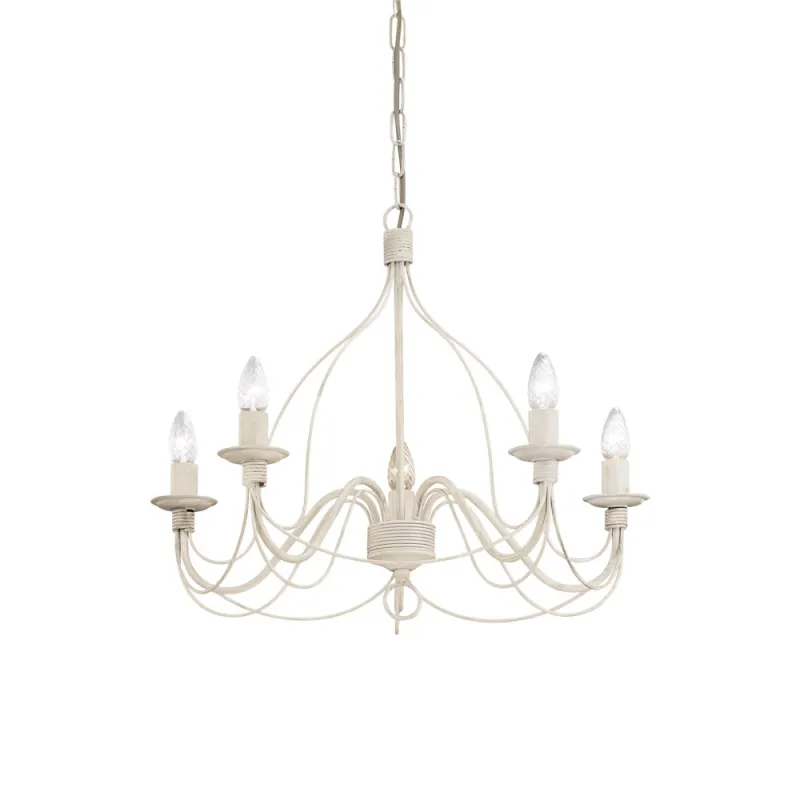 Candelabru Ideal Lux Corte Sp5 Bianco Antico E14, Alb, 005881, Italia