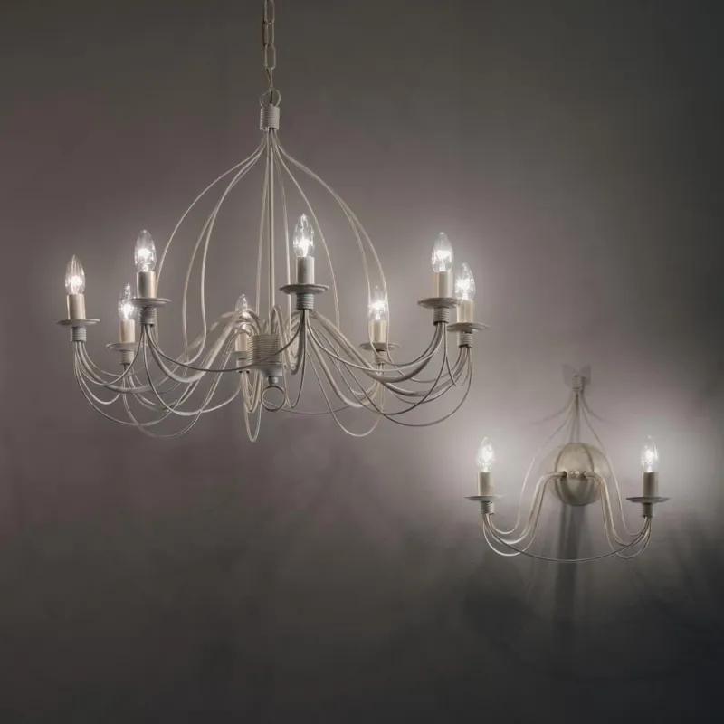 Candelabru Ideal Lux Corte Sp8 Bianco Antico E14, Alb, 005898, Italia