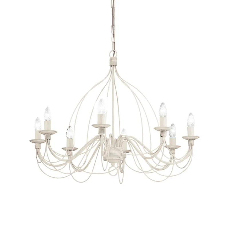 Candelabru Ideal Lux Corte Sp8 Bianco Antico E14, Alb, 005898, Italia