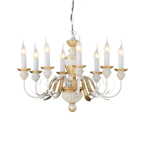Candelabru Ideal Lux Firenze Sp8 Bianco Antico E14, Auriu, 012872, Italia