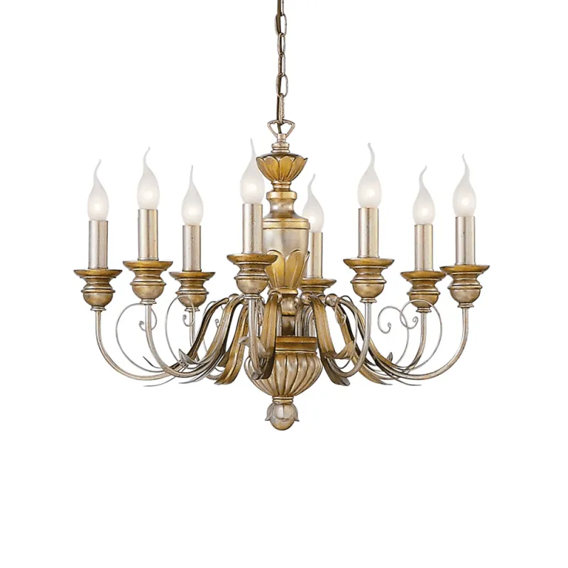 Candelabru Ideal Lux Firenze Sp8 Oro Antico E14, Auriu, 020839, Italia