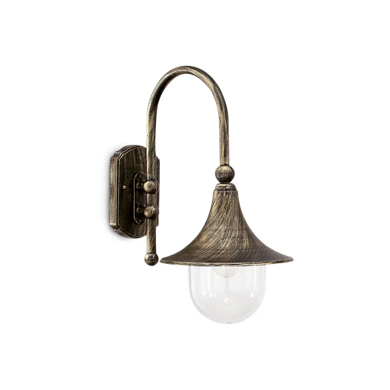 Aplica Exterior Ideal Lux Cima Ap1 Nero Antico E27, Auriu, 024134, Italia