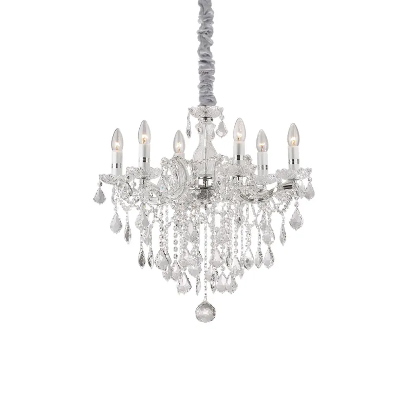 Candelabru Ideal Lux Florian Sp6 Cromo E14, Crom, 035628, Italia