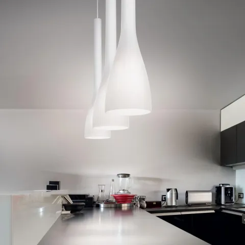 Pendul Ideal Lux Flut Sp1 Small Bianco E14, Alb, 035697, Italia