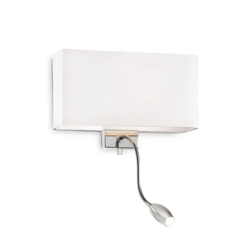Aplica Ideal Lux Hotel Ap2 Bianco E27/Led, Crom, 035949, Italia