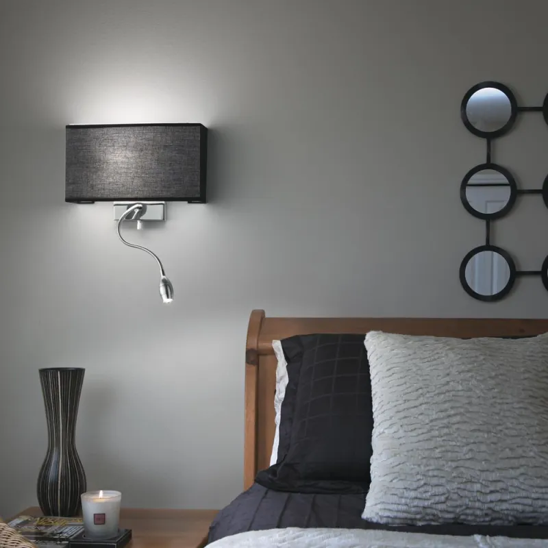 Aplica Ideal Lux Hotel Ap2 Nero E27/Led, Crom, 035956, Italia