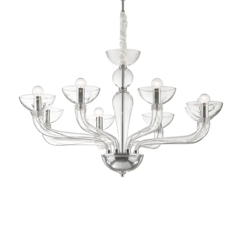Candelabru Ideal Lux Casanova Sp8 Trasparente E14, Transparent, 044255, Italia
