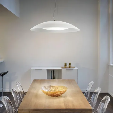 Suspensie Ideal Lux Lena Sp3 D74 Bianco E27, Crom, 052786, Italia