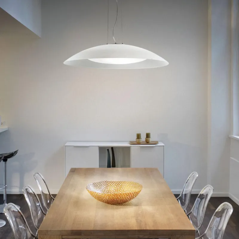 Suspensie Ideal Lux Lena Sp3 D74 Bianco E27, Crom, 052786, Italia