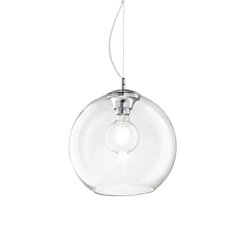 Pendul Ideal Lux Nemo Sp1 D30 Trasparente E27, Argintiu, 052809, Italia