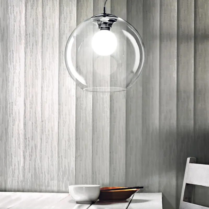 Pendul Ideal Lux Nemo Sp1 D40 Trasparente E27, Argintiu, 052816, Italia