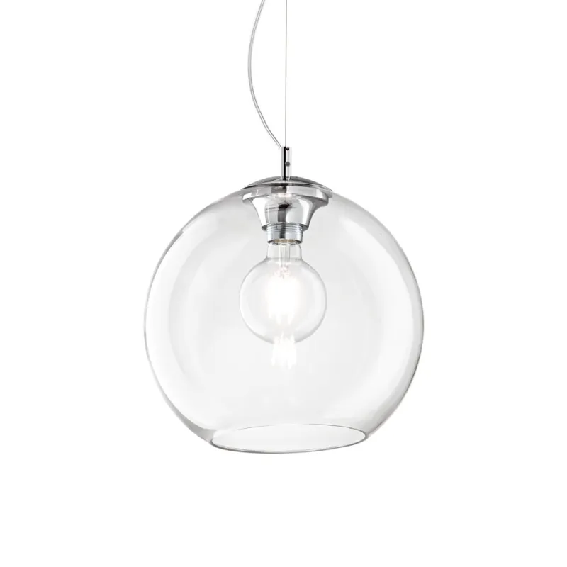 Pendul Ideal Lux Nemo Sp1 D40 Trasparente E27, Argintiu, 052816, Italia