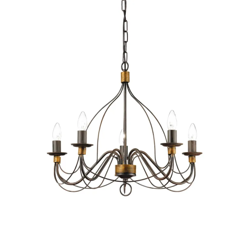 Candelabru Ideal Lux Corte Sp5 Ruggine E14, Maro, 057187, Italia