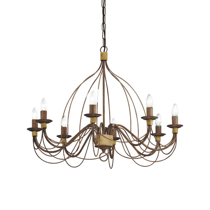 Candelabru Ideal Lux Corte Sp8 Ruggine E14, Maro, 057194, Italia