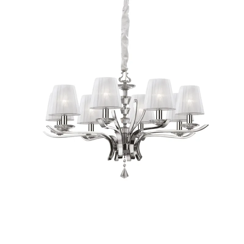 Candelabru Ideal Lux Pegaso Sp8 Bianco E14, Argintiu, 059242, Italia