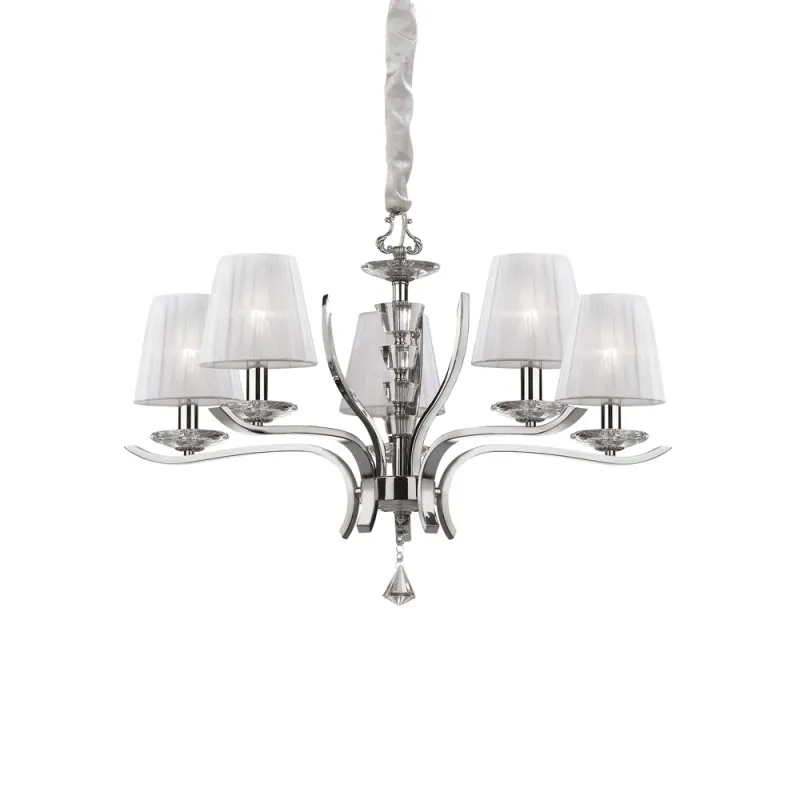 Candelabru Ideal Lux Pegaso Sp5 Bianco E14, Argintiu, 066448, Italia