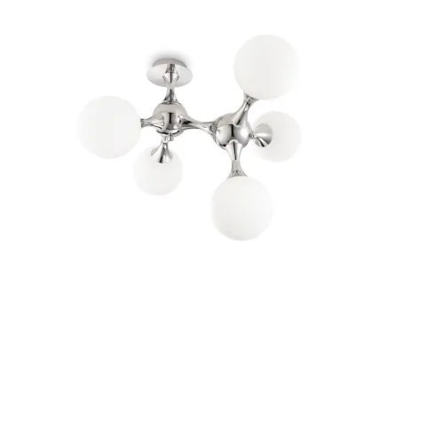 Lustra Plafon Ideal Lux Nodi Pl5 Bianco E14, Crom, 073712, Italia