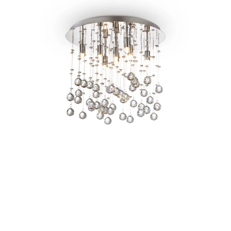 Lustra Plafon Ideal Lux Moonlight Pl8 Cromo G9, Argintiu, 077796, Italia