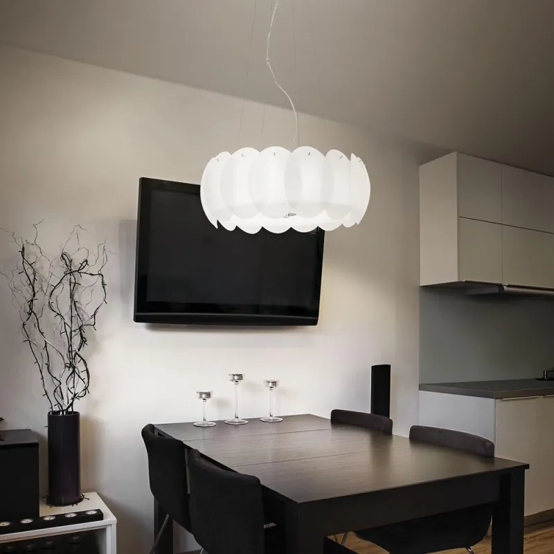Suspensie Ideal Lux Ovalino Sp8 E27, Crom, 090481, Italia