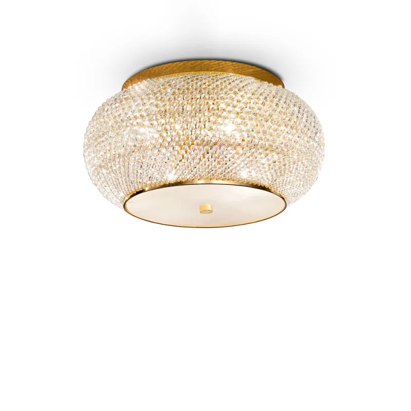 Lustra Plafon Ideal Lux Pasha' Pl6 Oro E14, Auriu, 100807, Italia