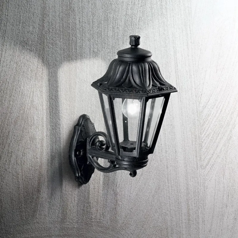 Aplica Exterior Ideal Lux Anna Ap1 Big Nero E27, Negru, 101491, Italia
