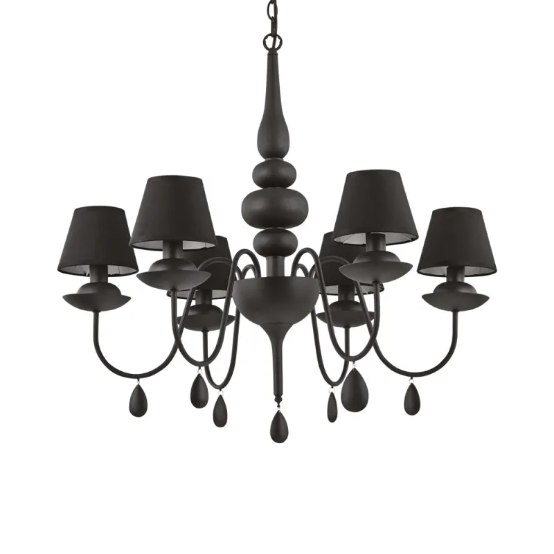 Candelabru Ideal Lux Blanche Sp6 Nero E14, Negru, 111872, Italia