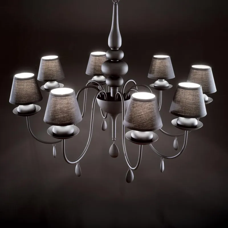 Candelabru Ideal Lux Blanche Sp8 Nero E14, Negru, 111896, Italia