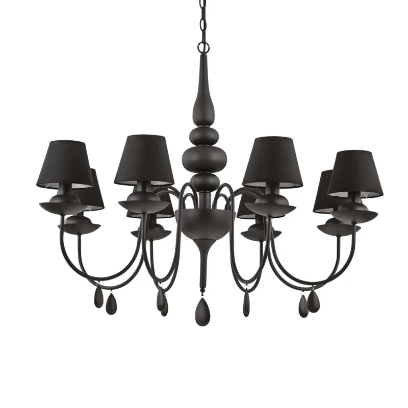 Candelabru Ideal Lux Blanche Sp8 Nero E14, Negru, 111896, Italia