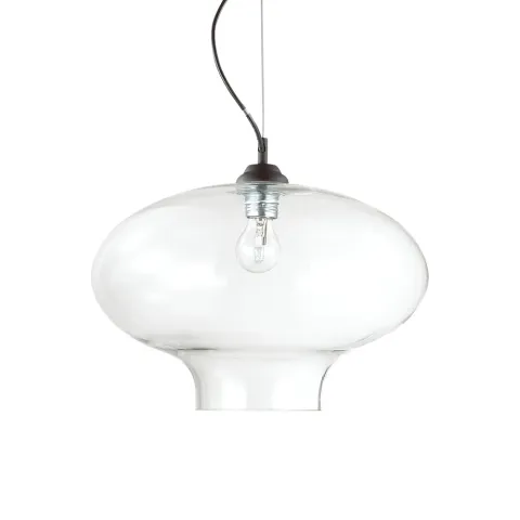 Pendul Ideal Lux Bistro' Sp1 Round Trasparente E27, Negru, 120898, Italia