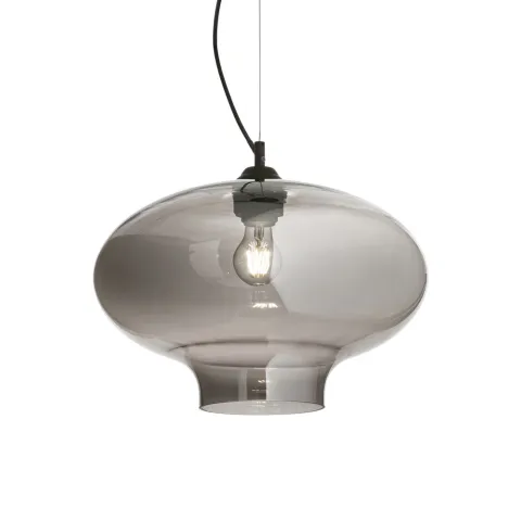Pendul Ideal Lux Bistro' Sp1 Round Fume' E27, Negru, 120904, Italia