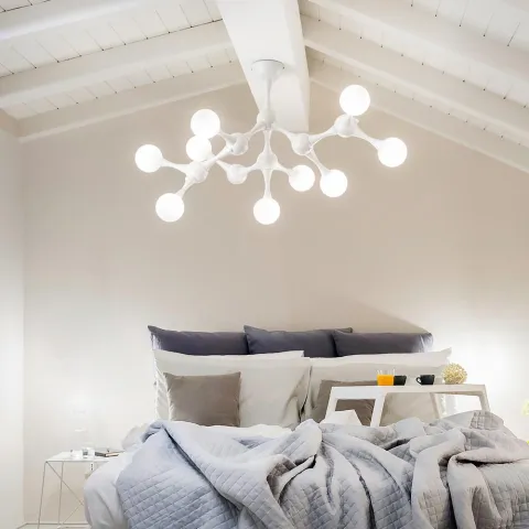 Lustra Plafon Ideal Lux Nodino Pl9 Bianco G9, Alb, 149622, Italia